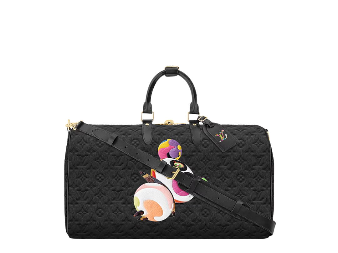 Louis Vuitton Louis Vuitton X Takashi Murakami Keepall Bandoulière 45 In Black With Silver Toned Hardware