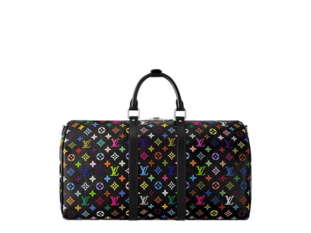 Louis Vuitton Louis Vuitton X Takashi Murakami Keepall Bandoulière 50 In Multicolored Monogram Coated Canvas With Silver Toned Hardware - view 3