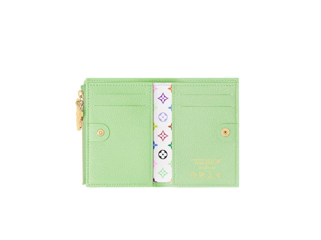 Louis Vuitton Louis Vuitton X Takashi Murakami Lisa Wallet In Green Tea Monogram Coated Canvas Trim - view 2
