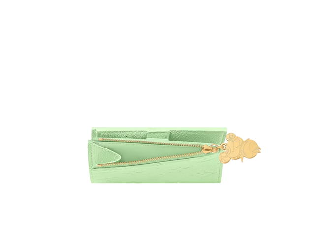 Louis Vuitton Louis Vuitton X Takashi Murakami Lisa Wallet In Green Tea Monogram Coated Canvas Trim - view 3