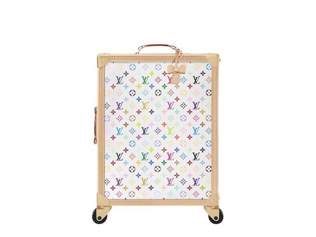 Louis Vuitton Louis Vuitton X Takashi Murakami Rolling Trunk In White With Gold-Toned Hardware - view 1
