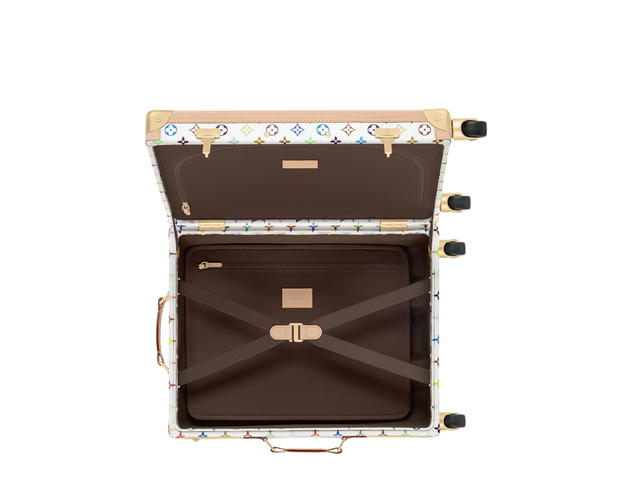 Louis Vuitton Louis Vuitton X Takashi Murakami Rolling Trunk In White With Gold-Toned Hardware - view 2