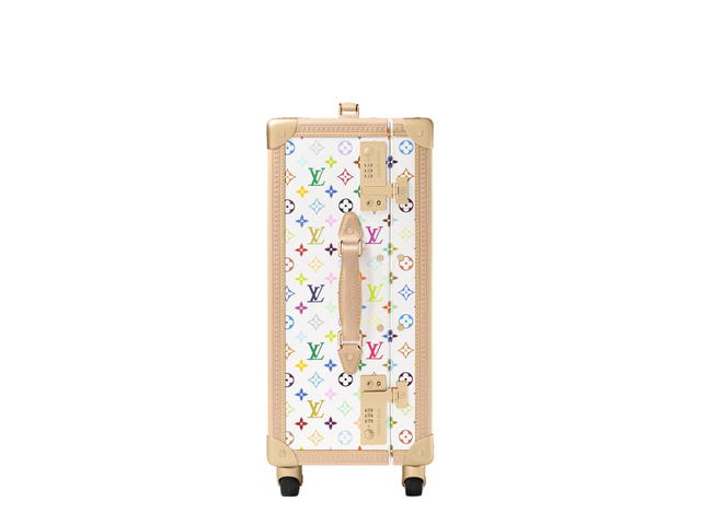 Louis Vuitton Louis Vuitton X Takashi Murakami Rolling Trunk In White With Gold-Toned Hardware - view 3
