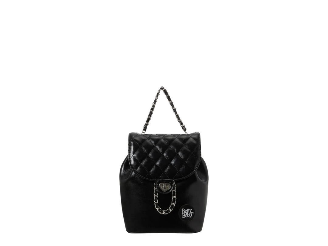 LUVISTRUE Betty Boop Quilted Chain Mini Backpack Black