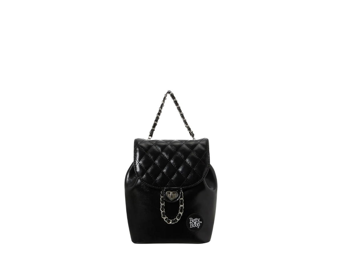 LUVISTRUE Betty Boop Quilted Chain Mini Backpack Black