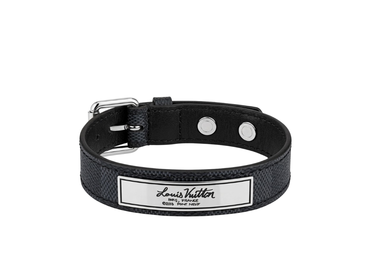 Louis Vuitton Louis Vuitton Damier Graphite Canvas Logo Plaque Bracelet Black
