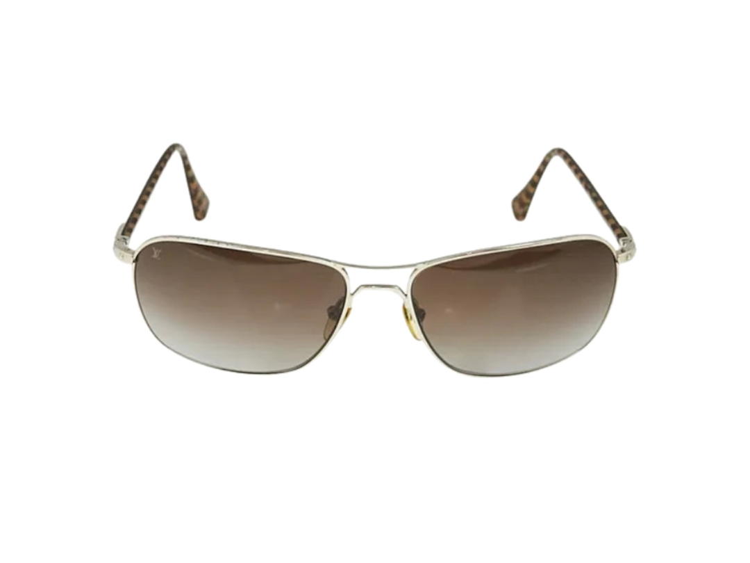 Louis Vuitton Louis Vuitton Damier Conspiration Pilote Sunglasses In Silver Frame With Brown Lens