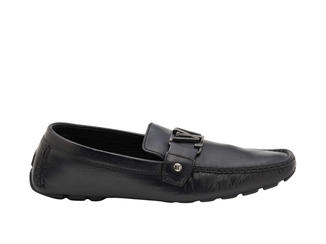 Louis Vuitton Louis Vuitton Monte-Carlo Slip On Loafers In Leather Noir With Gun Metal Tone Hardware Noir