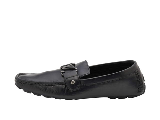 Louis Vuitton Louis Vuitton Monte-Carlo Slip On Loafers In Leather Noir With Gun Metal Tone Hardware Noir - view 2