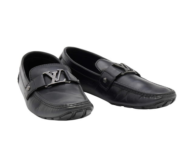 Louis Vuitton Louis Vuitton Monte-Carlo Slip On Loafers In Leather Noir With Gun Metal Tone Hardware Noir - view 4