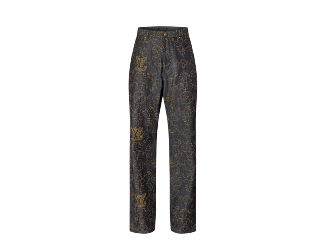 Louis Vuitton Louis Vuitton Embroidered Denim Pants Deep Indigo