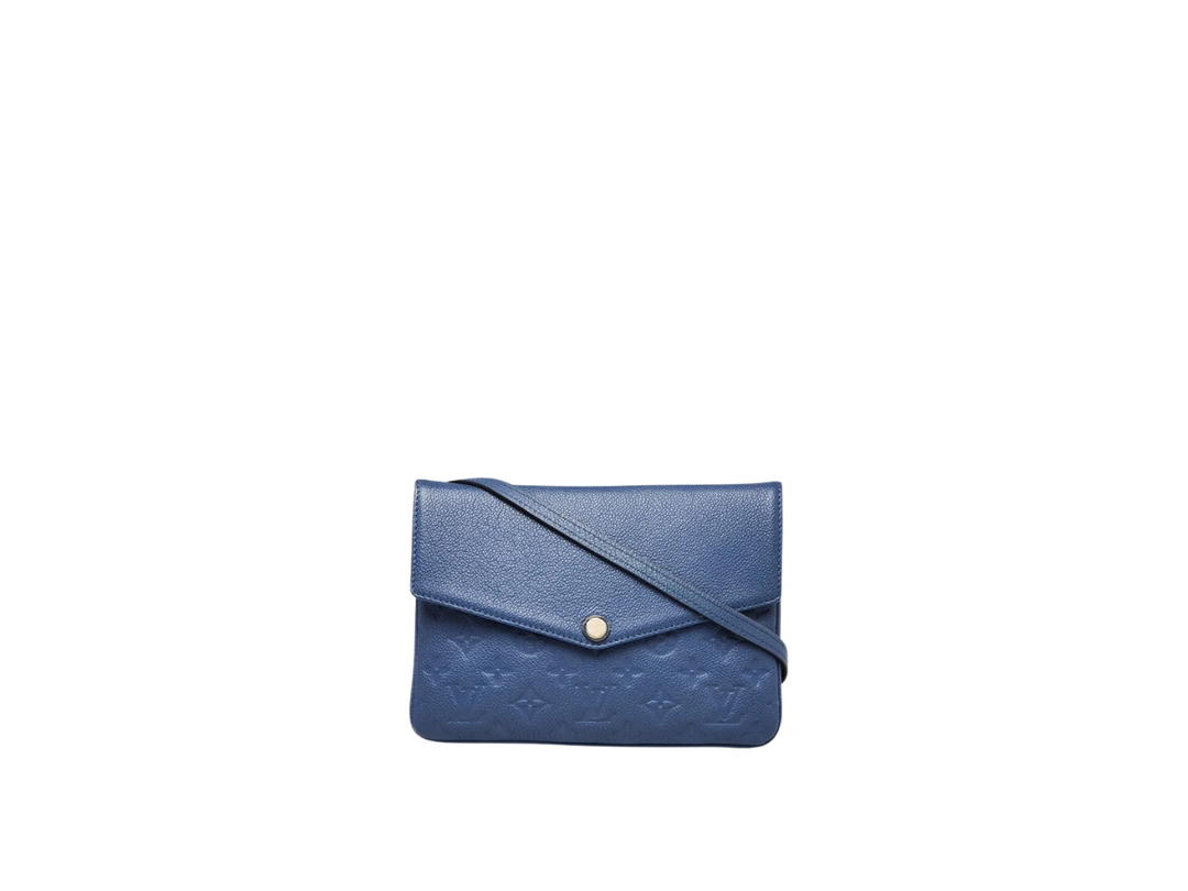 Louis Vuitton Louis Vuitton Denim Monogram Empreinte Leather Twice Bag Blue