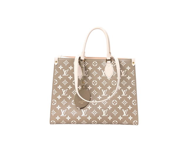 Louis Vuitton Louis Vuitton Onthego MM Empreinte Monogram Spring In Cowhide Leather With Gold-Tone Hardware Kaki Beige Cream - view 1