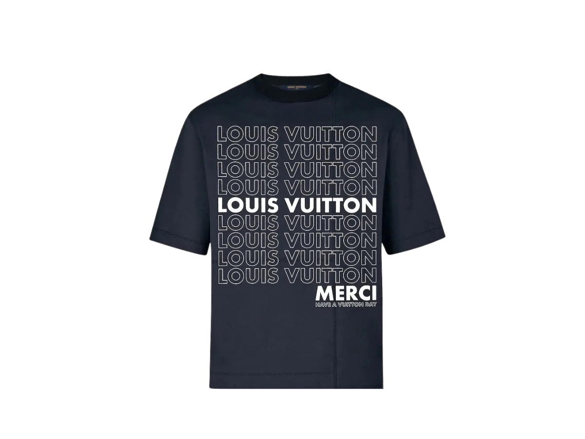 Louis Vuitton Louis Vuitton List Printer Merci Patchwork Tee Shirt Navy