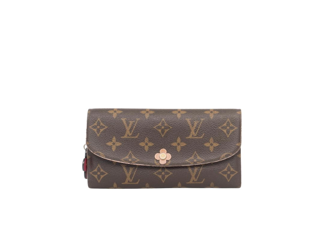 Louis Vuitton Louis Vuitton Monogram Bloom Flower Emilie Wallet In Gold-Tone Hardware With Brown