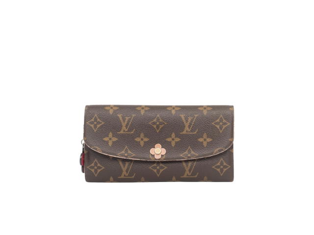 Louis Vuitton Louis Vuitton Monogram Bloom Flower Emilie Wallet In Gold-Tone Hardware With Brown - view 1