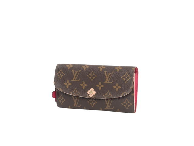 Louis Vuitton Louis Vuitton Monogram Bloom Flower Emilie Wallet In Gold-Tone Hardware With Brown - view 2