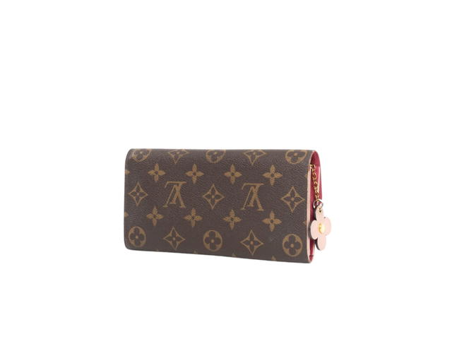 Louis Vuitton Louis Vuitton Monogram Bloom Flower Emilie Wallet In Gold-Tone Hardware With Brown - view 3