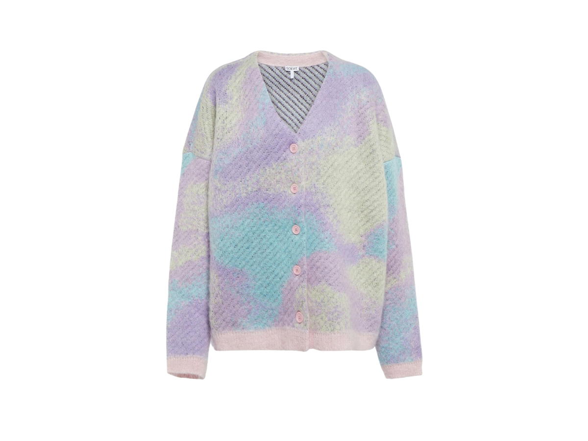 Loewe Loewe Acquard Mohair Blend Cardigan Multicolor