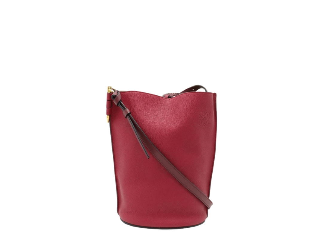 Loewe Loewe Anagram Gate Bucket Shoulder Bag Leather Wine Red