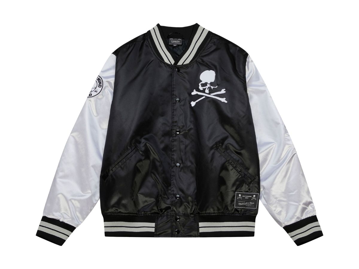 Mitchell & Ness M&N x Mastermind Lightweight Satin Jacket Black And White
