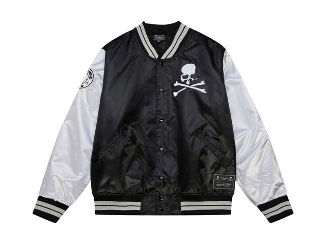 Mitchell & Ness M&N x Mastermind Lightweight Satin Jacket Black And White - view 1