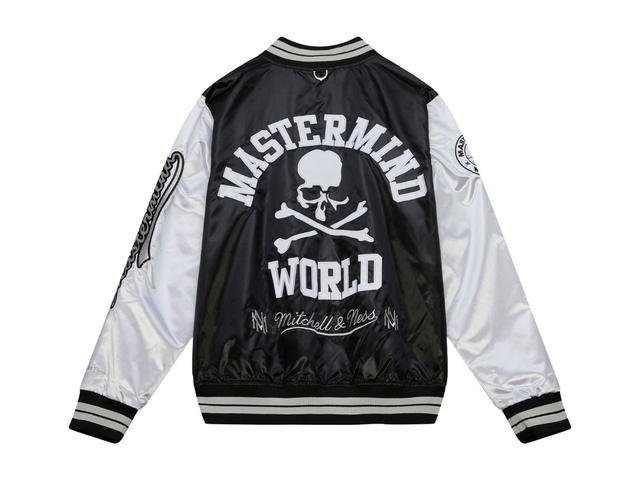 Mitchell & Ness M&N x Mastermind Lightweight Satin Jacket Black And White - view 2