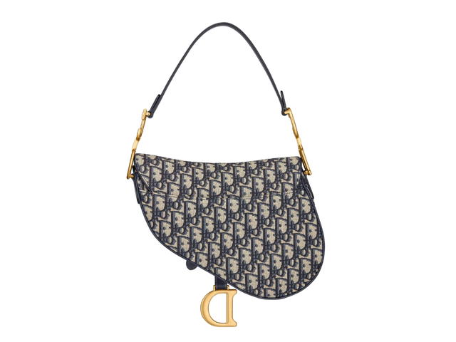 Dior Dior Saddle Bag With Strap In Blue Dior Oblique Jacquard With Gold Hardware - view 2