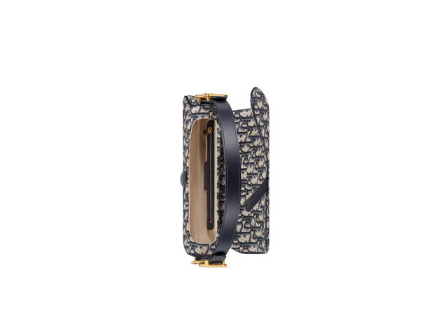 Dior Dior Saddle Bag With Strap In Blue Dior Oblique Jacquard With Gold Hardware - view 3