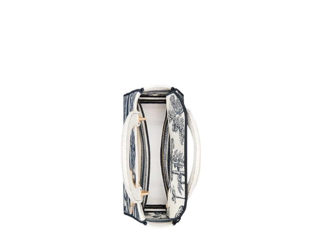 Dior Dior Dioriviera Medium Lady D-Lite Bag In White And Blue Toile De Jouy Palms Embroidery With Gold Hardware - view 3