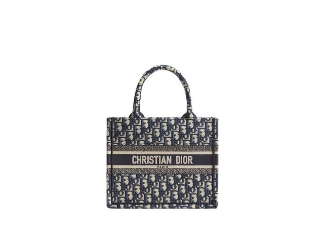Dior Dior BookTote Embroidery Tote Bag Shopping Bag Handbag Small Size Women's Beige & Blue - view 1