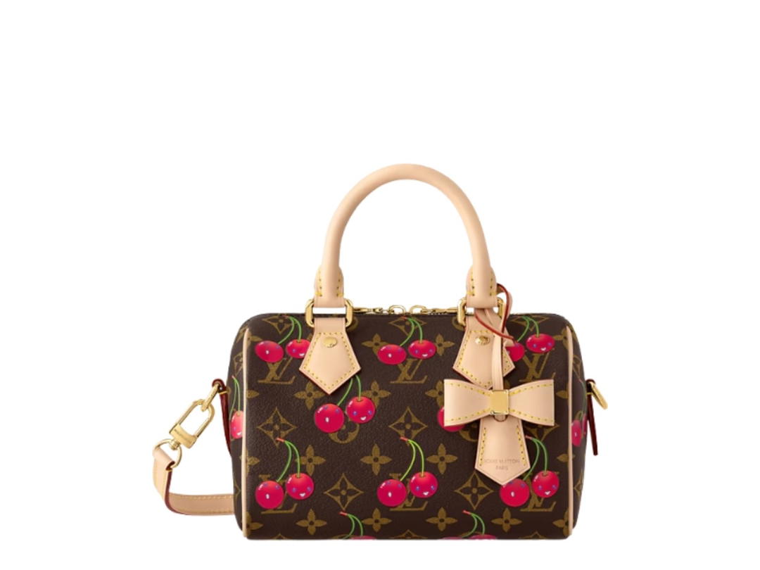 Louis Vuitton Louis Vuitton x Takashi Murakami Speedy Bandoulière 20 In Brown Monogram Cherry Coated Canvas With Gold Hardware