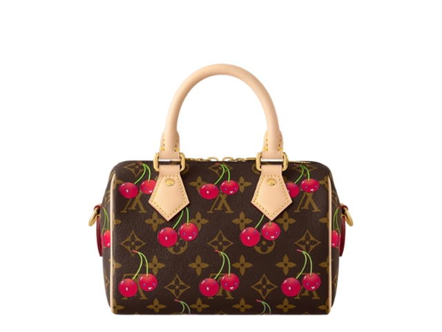 Louis Vuitton Louis Vuitton x Takashi Murakami Speedy Bandoulière 20 In Brown Monogram Cherry Coated Canvas With Gold Hardware - view 2