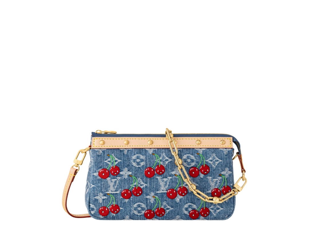 Louis Vuitton Louis Vuitton X Murakami Pochette Accessoires In Monogram Cherry Denim With Gold-Toned Hardware Monogram Denim