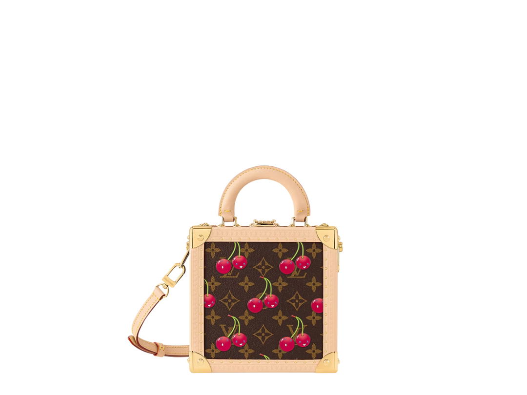 Louis Vuitton Louis Vuitton x Takashi Murakami Mini Square Trunk Cherry In Gold-Toned Hardware With Brown