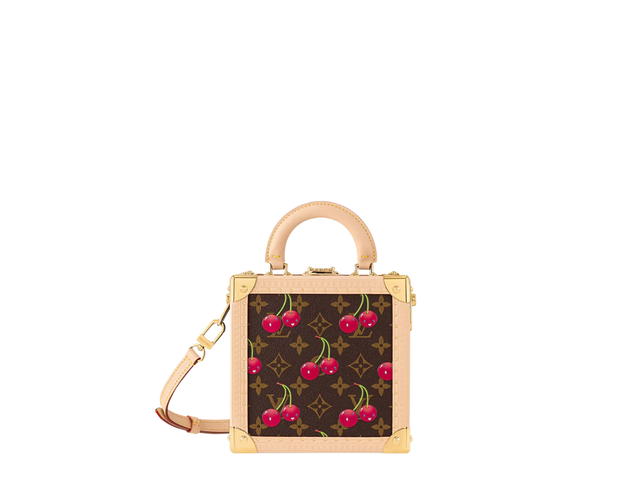 Louis Vuitton Louis Vuitton x Takashi Murakami Mini Square Trunk Cherry In Gold-Toned Hardware With Brown - view 1