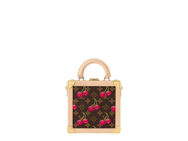 Louis Vuitton Louis Vuitton x Takashi Murakami Mini Square Trunk Cherry In Gold-Toned Hardware With Brown - view 3