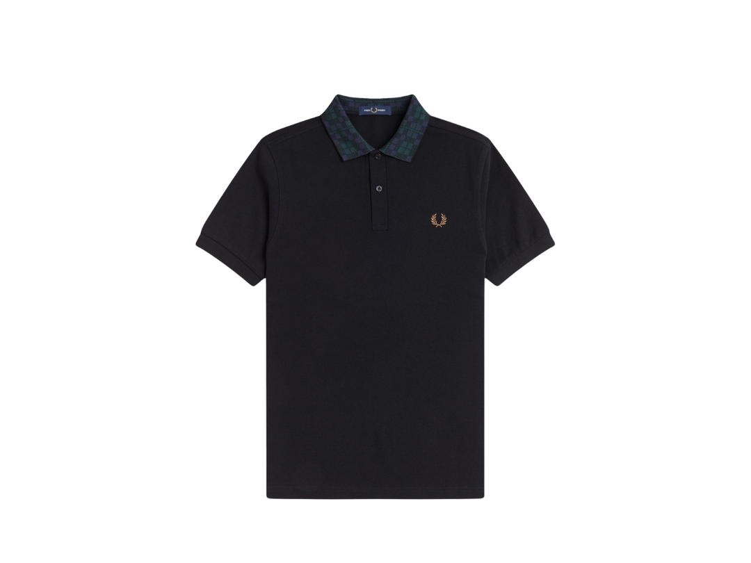Fred Perry Fred Perry Watch Tartan Collar Polo Black