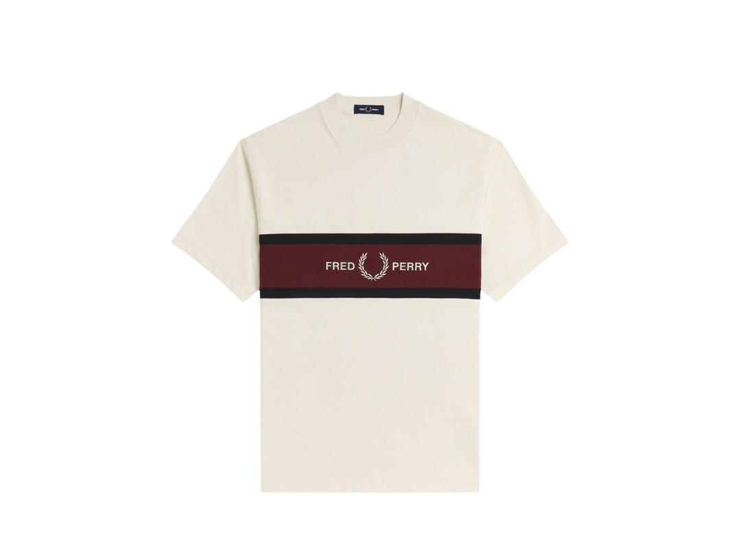 Fred Perry Fred Perry Embroidered Panel T-Shirt Ecru