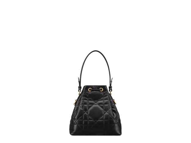 Dior Dior Mini Dior Caro Bucket Bag In Black Macrocannage Lambskin With Gold Hardware - view 2