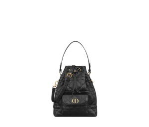 Buy Dior Small Dior Caro Bucket Bag In Black Macrocannage Lambskin With Gold Hardware at Sasom – Authentic and Ready to Ship