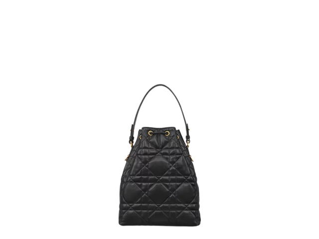 Dior Dior Small Dior Caro Bucket Bag In Black Macrocannage Lambskin With Gold Hardware - view 2
