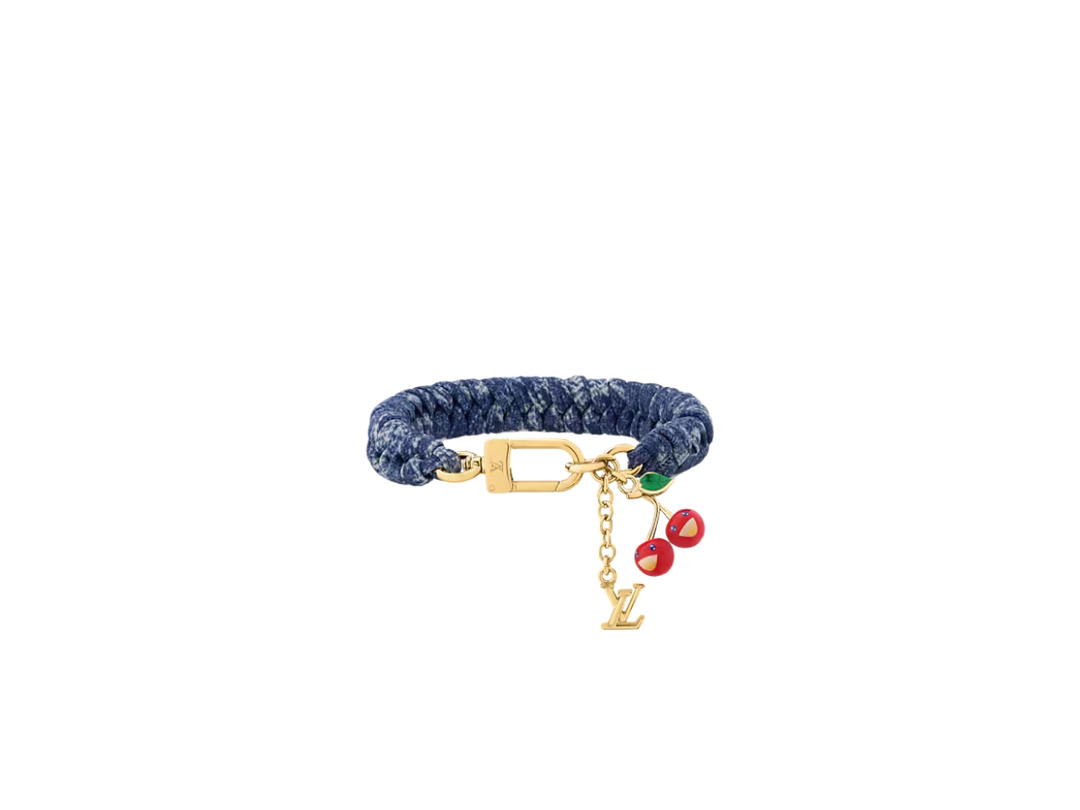 Louis Vuitton Louis Vuitton x Takashi Murakami Tressage Bracelet In Gold-Toned Hardware With Denim Blue