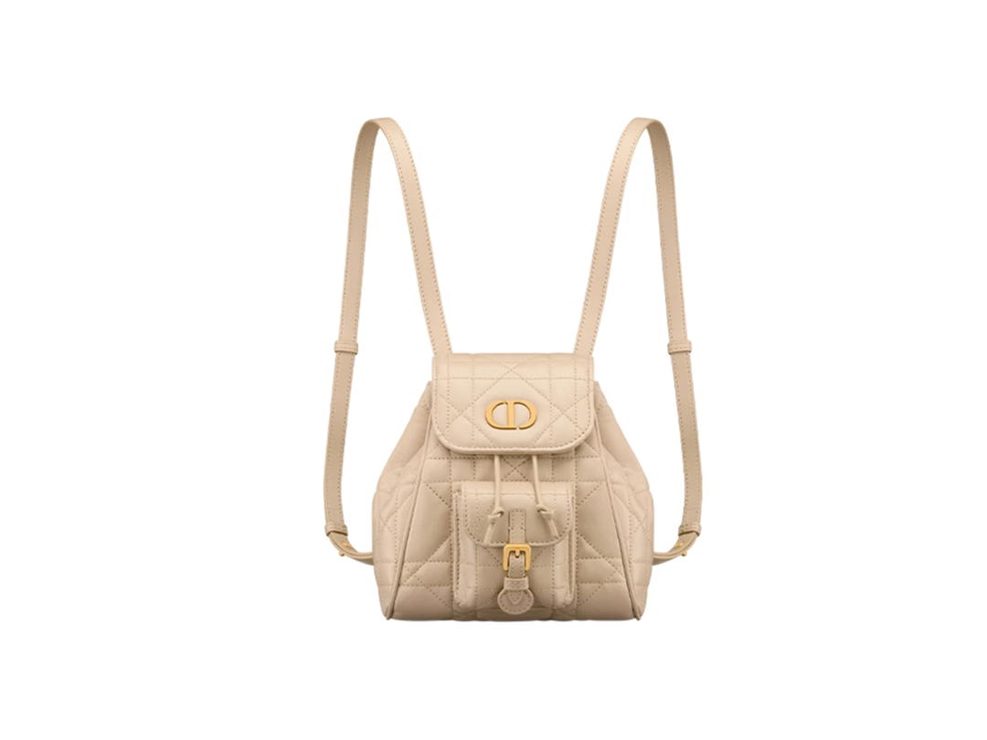 Dior Dior Caro Small Backpack Macro Cannage Powder Beige