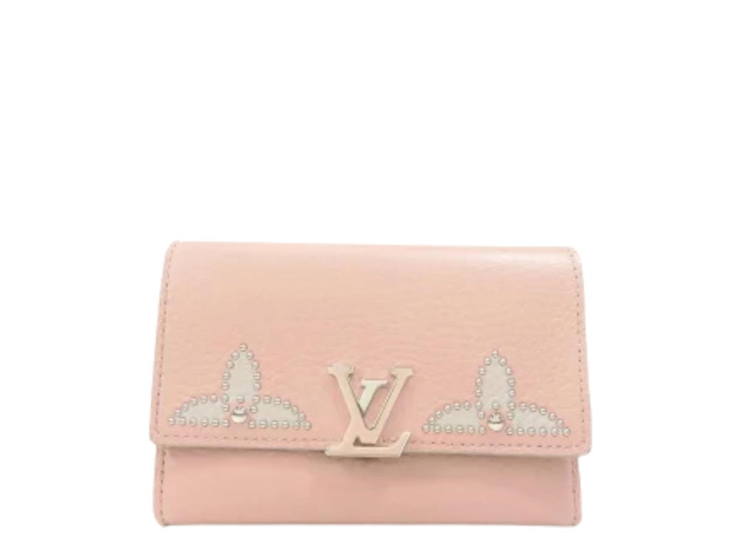 Louis Vuitton Louis Vuitton Capucines Compact Bi-fold Wallet In Pink Calfskin Leather With Silver Hardware