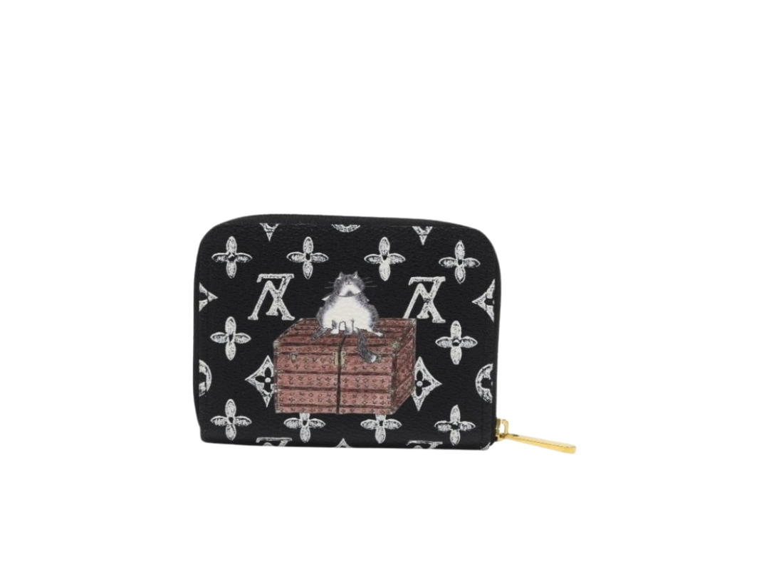 Louis Vuitton Louis Vuitton Zippy Coin Purse Catogram Monogram Black White
