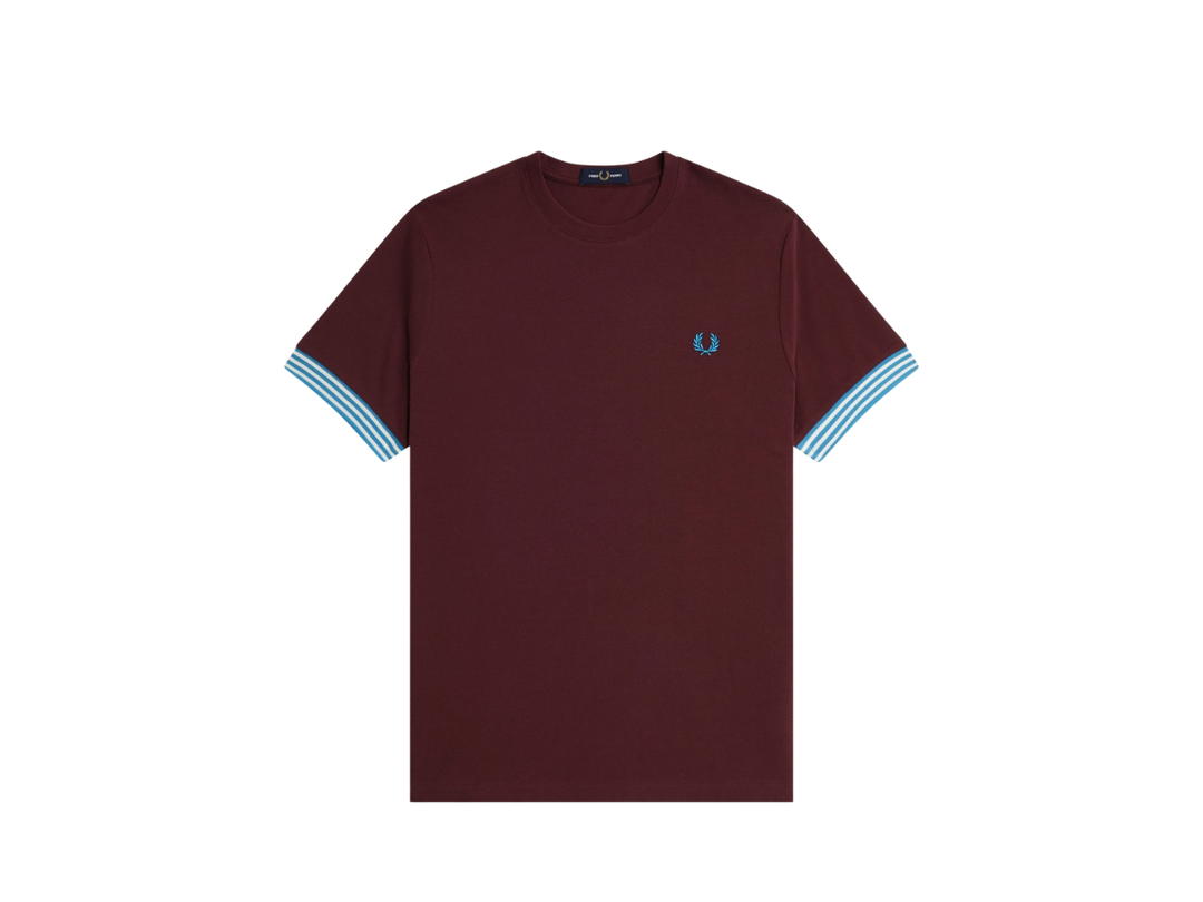Fred Perry Fred Perry Striped Cuff T-Shirt Oxblood
