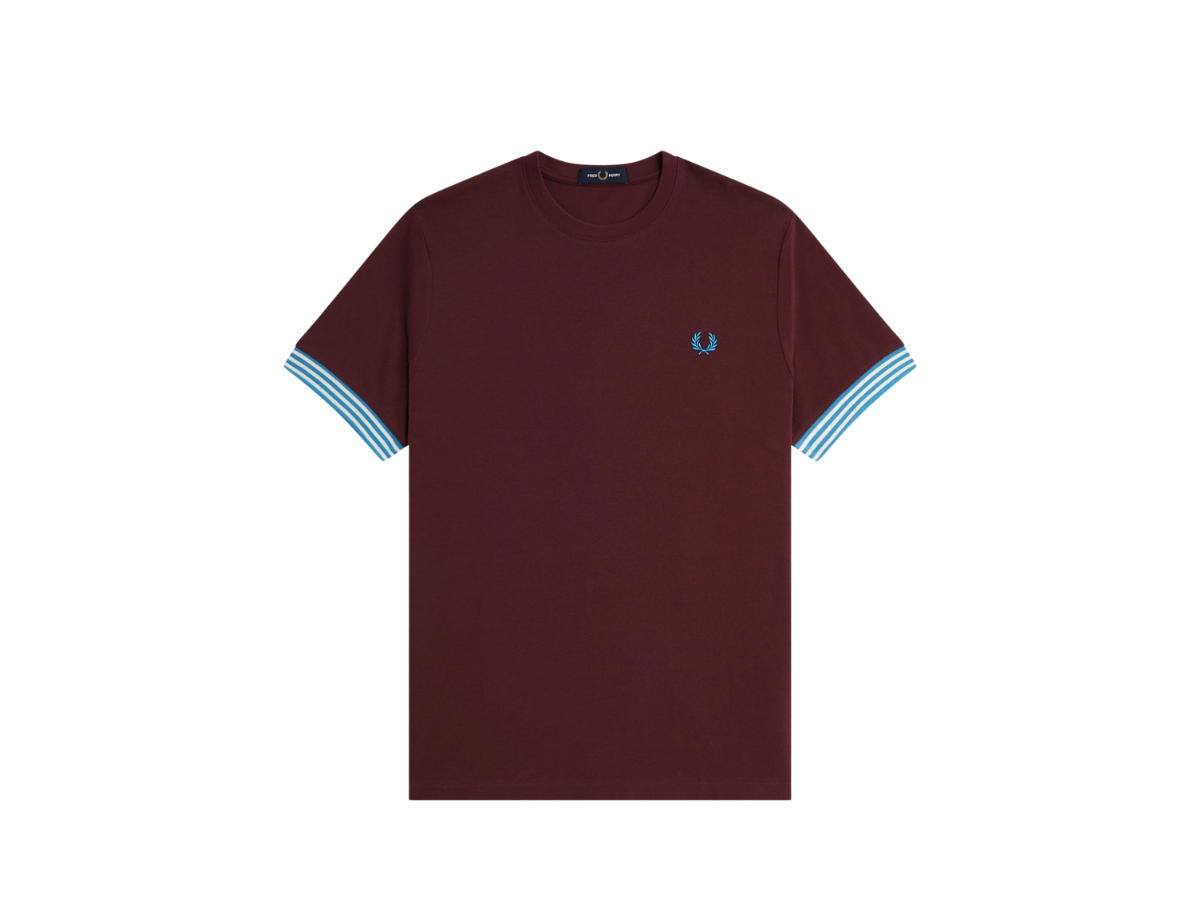 Fred Perry Fred Perry Striped Cuff T-Shirt Oxblood