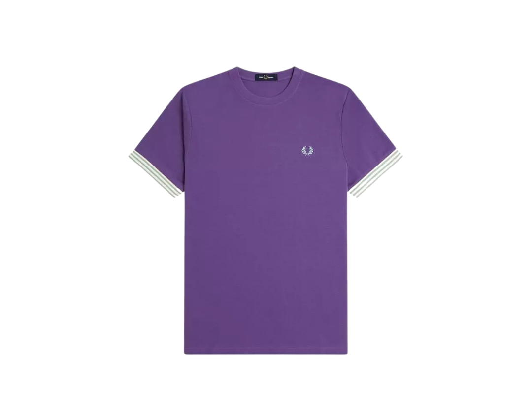 Fred Perry Fred Perry Striped Cuffs Logo T-shirt Purple