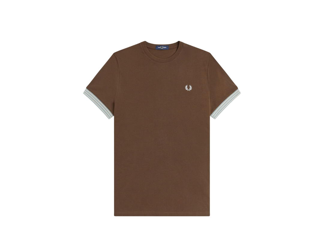 Fred Perry Fred Perry Striped Cuff T-Shirt Burnt Tobacco
